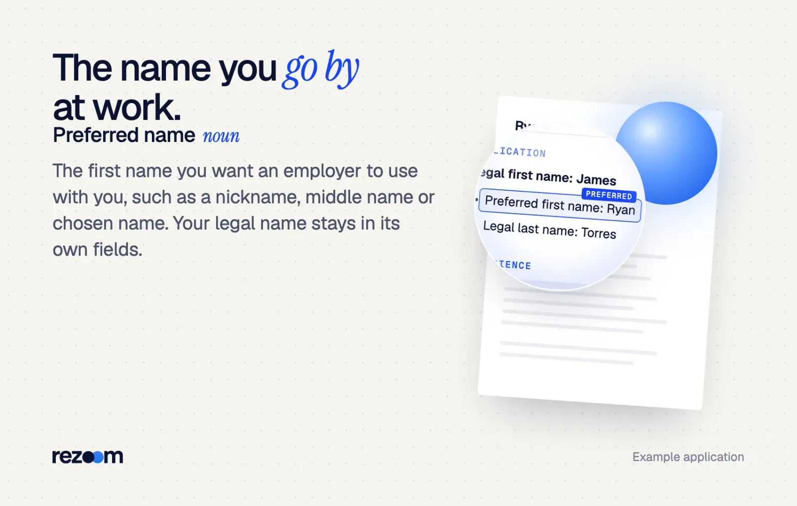 Definition card: a preferred name on job application forms is the first name you go by (example).