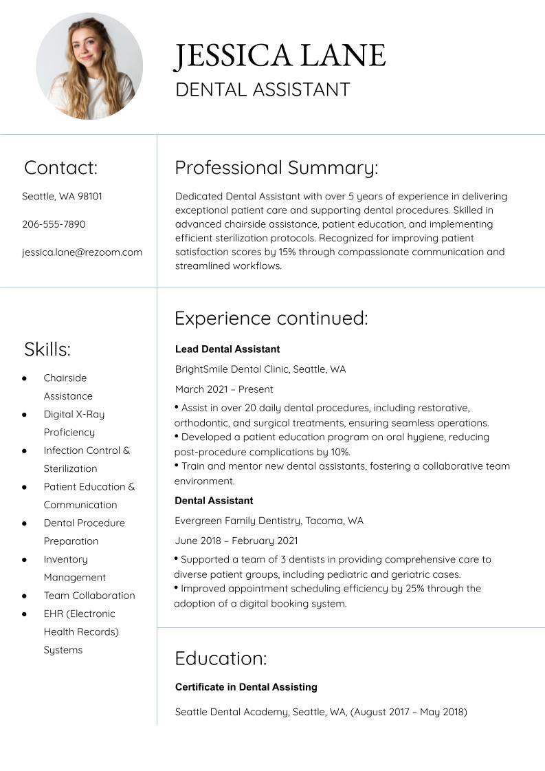Dental assistant resume​ examples & templates
