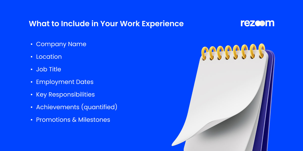 Resume work experience checklist