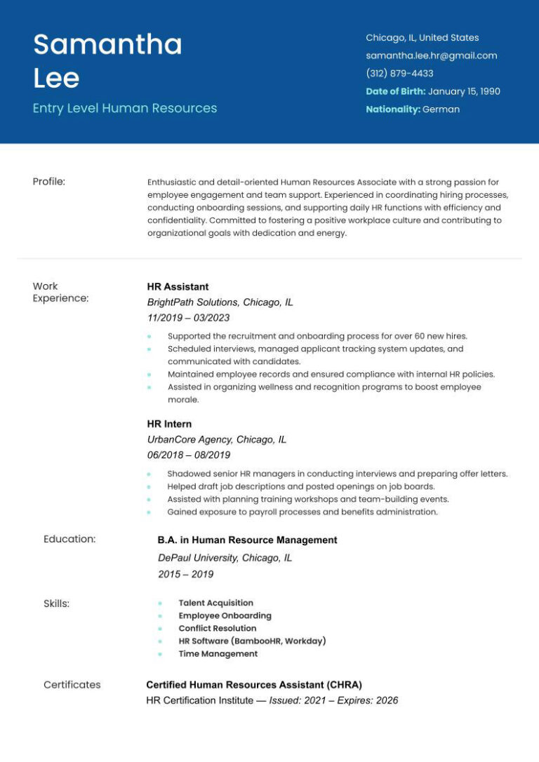 Entry level hr