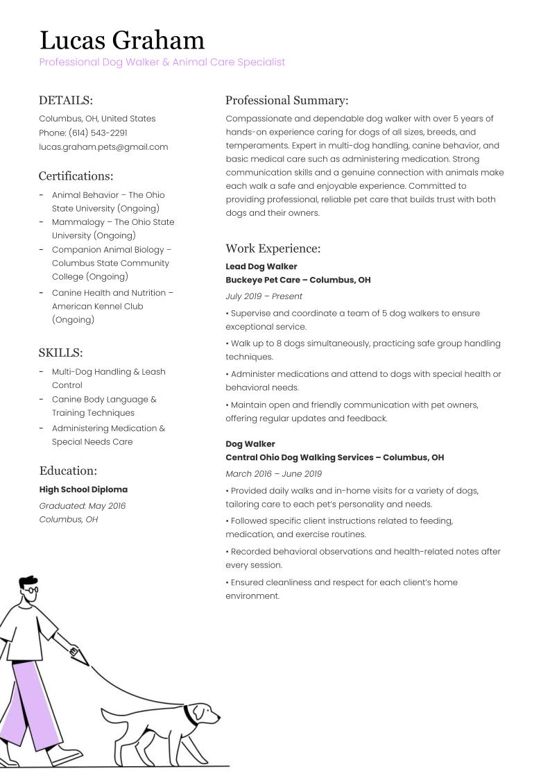 Dog Walker resume examples & templates