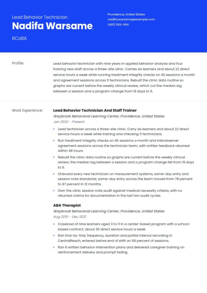 ABA Therapist Resume Examples & Templates