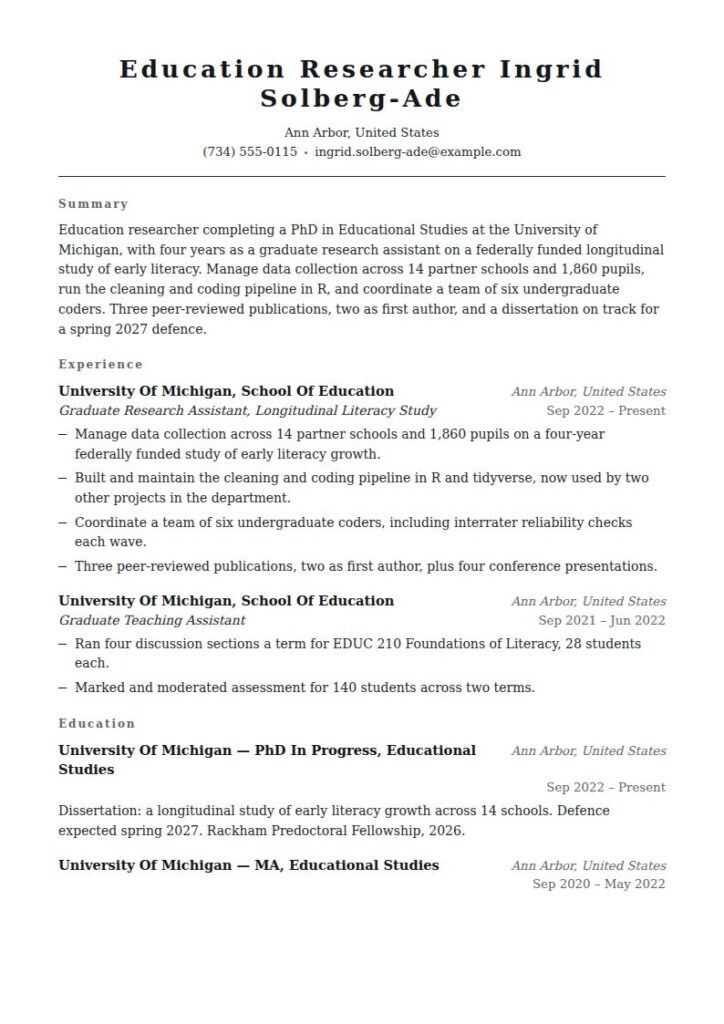 Academic Resume Examples & Templates