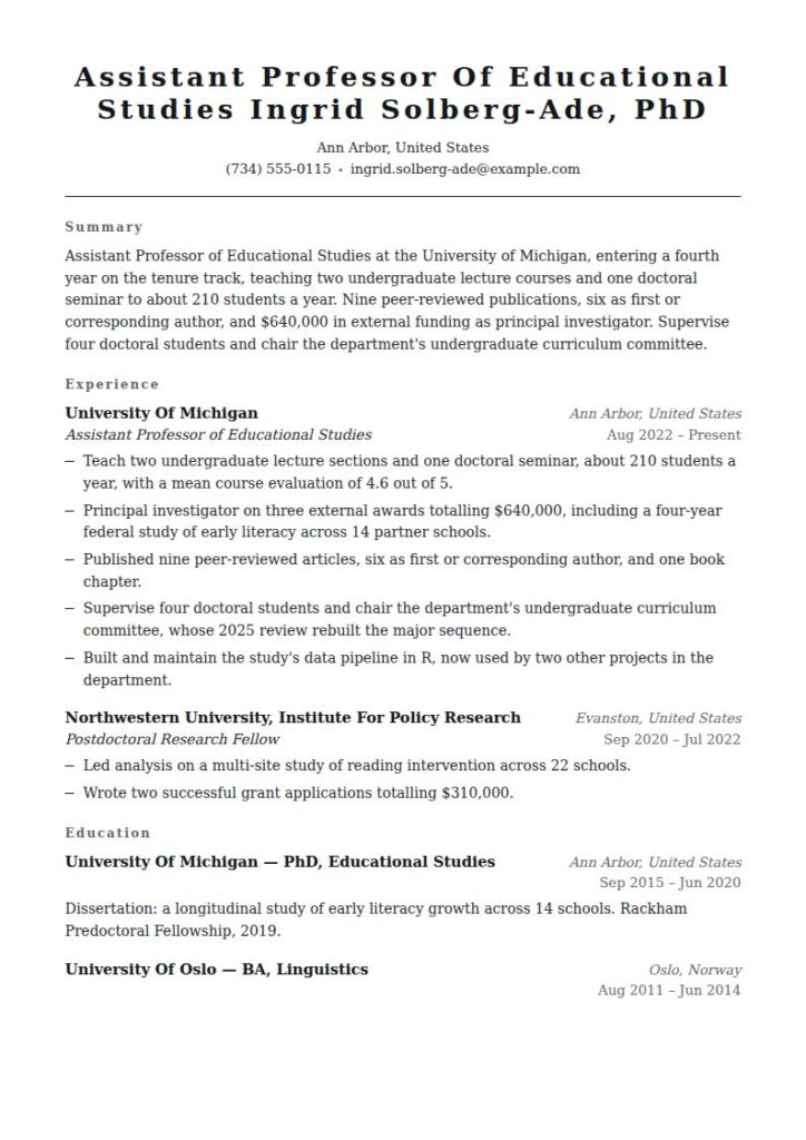 Academic Resume Examples & Templates