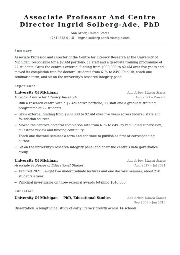 Academic Resume Examples & Templates