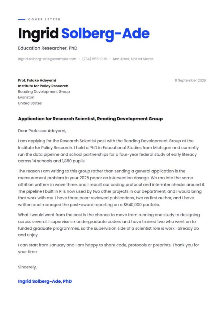 Academic Cover Letter Examples & Templates