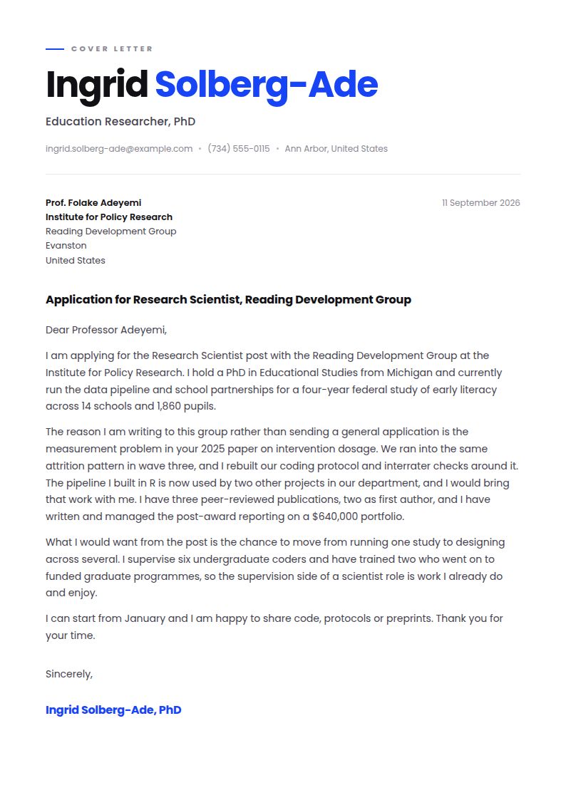 Academic Cover Letter Examples & Templates