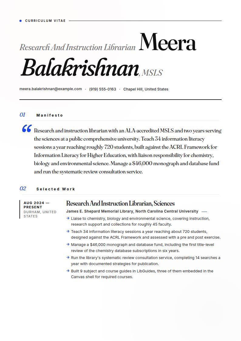 Academic Librarian Resume Examples & Templates