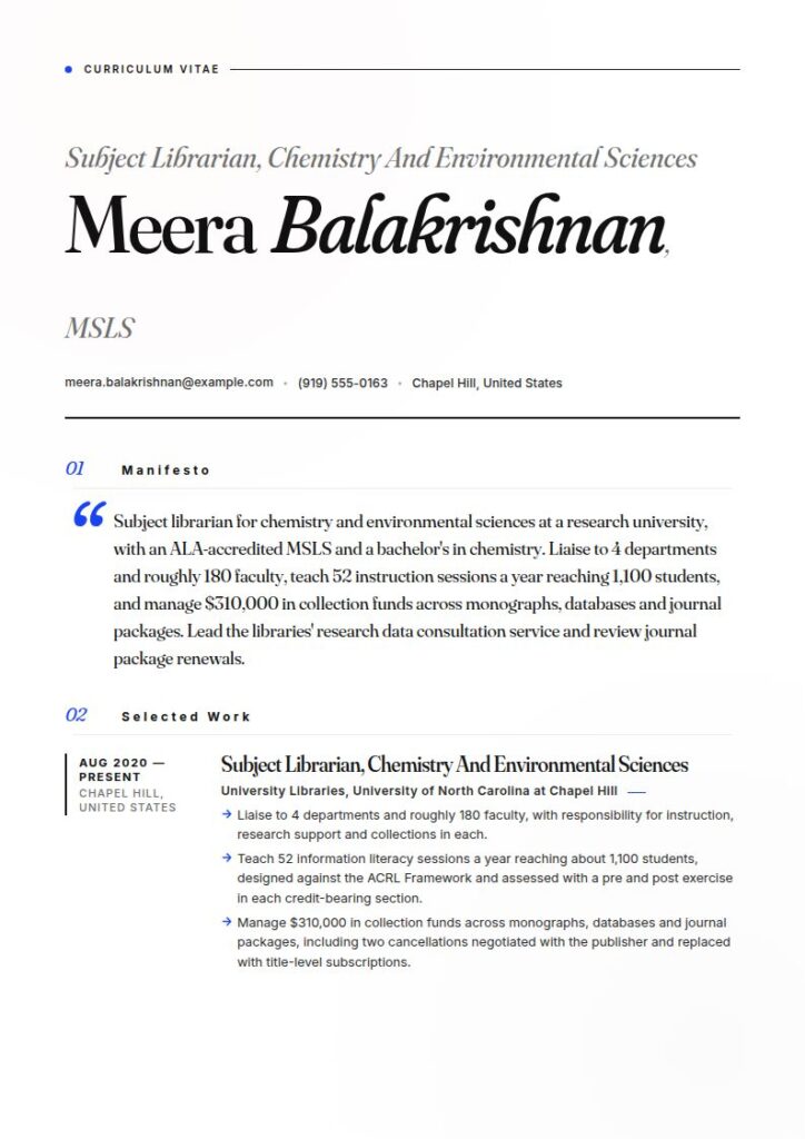 Academic Librarian Resume Examples & Templates