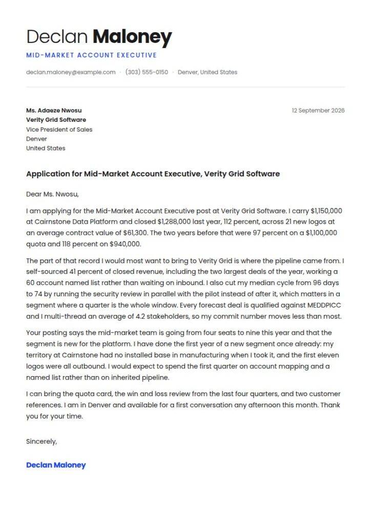 Account Executive Cover Letter Examples & Templates