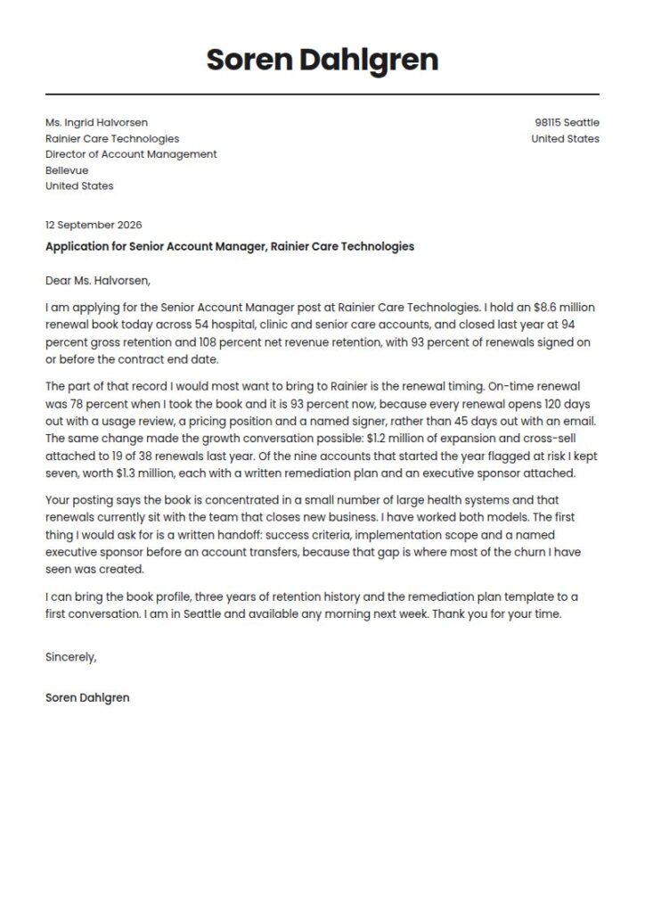 Account Manager Cover Letter Examples & Templates