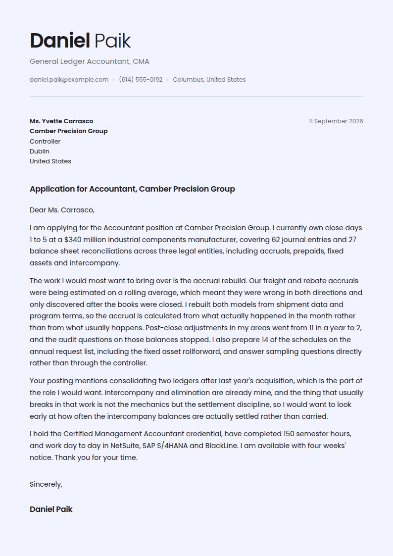Accountant Cover Letter Examples & Templates