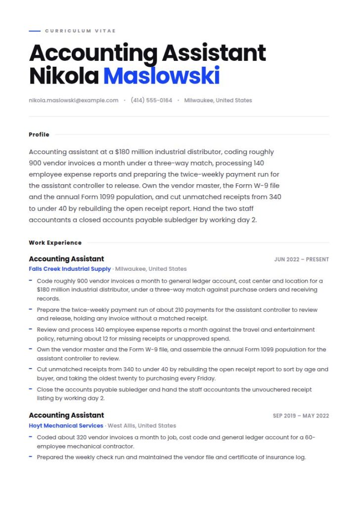 Accounting Assistant Resume Examples & Templates