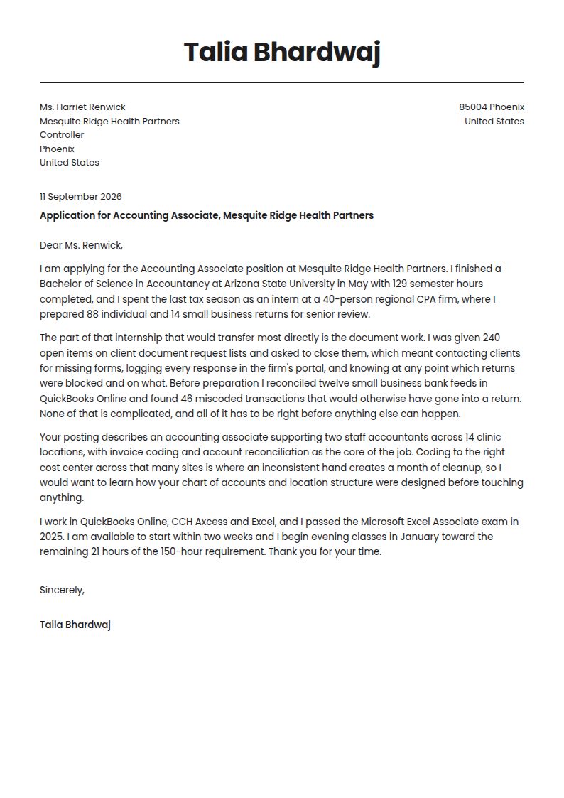 Entry Level Accounting Cover Letter Examples & Templates