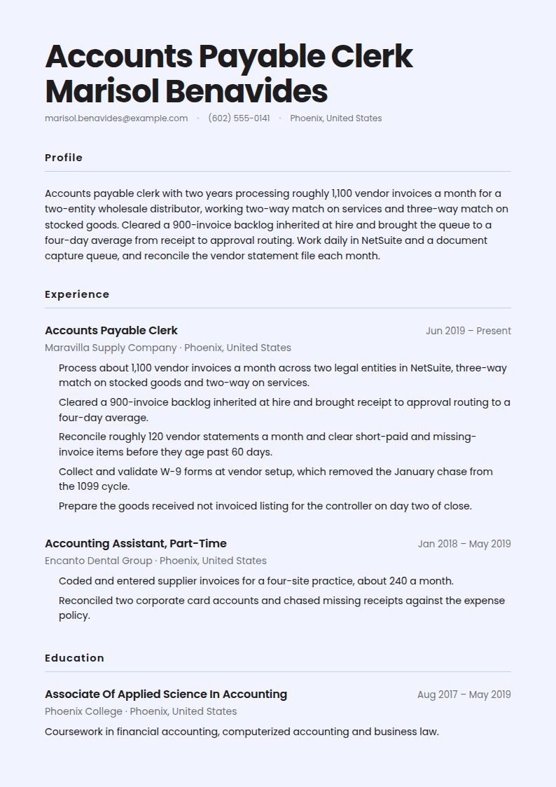 Accounts Payable Resume Examples & Templates