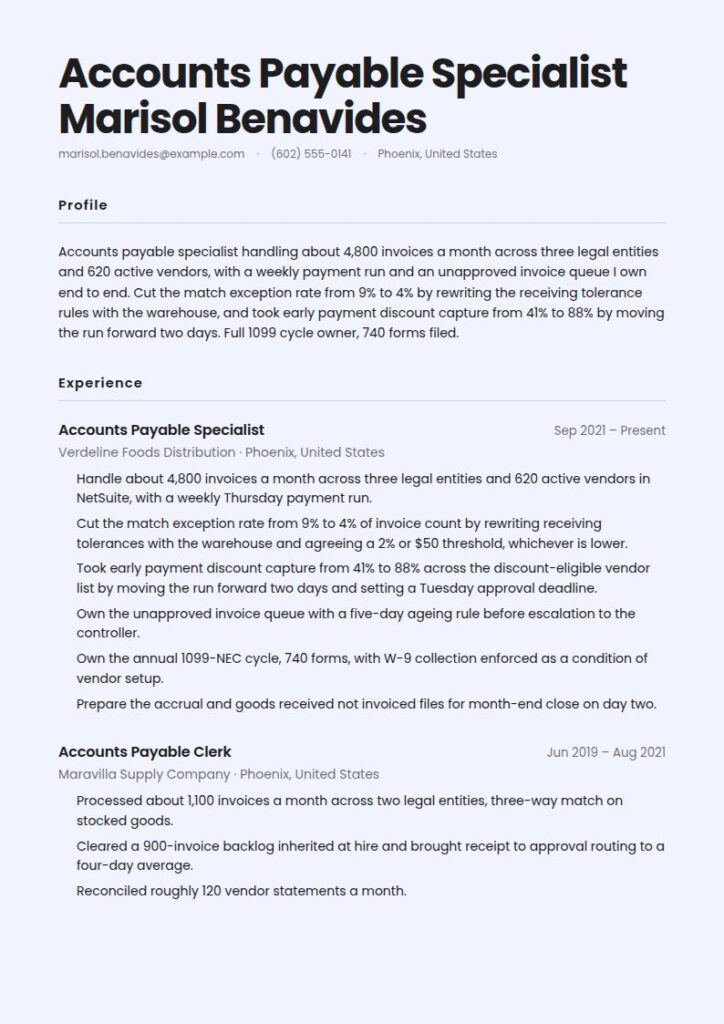 Accounts Payable Resume Examples & Templates