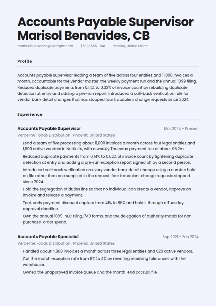 Accounts Payable Resume Examples & Templates