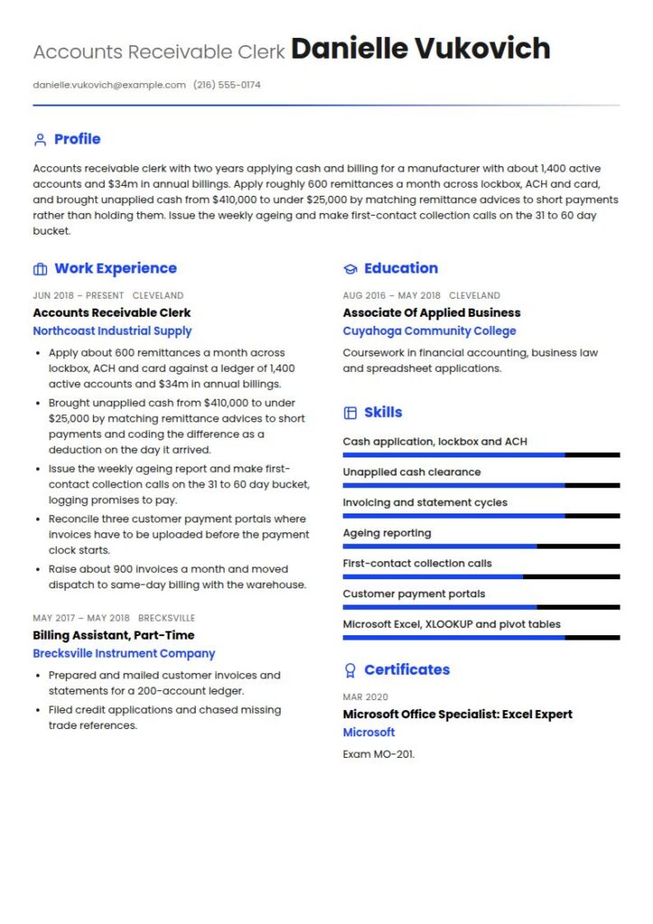 Accounts Receivable Resume Examples & Templates