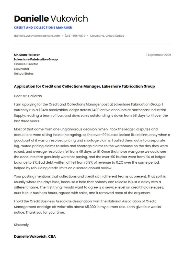 Accounts Receivable Cover Letter Examples & Templates