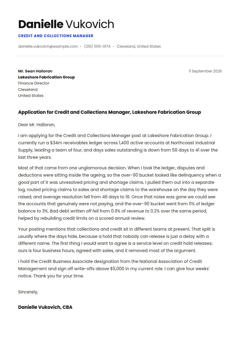 Accounts Receivable Cover Letter Examples & Templates