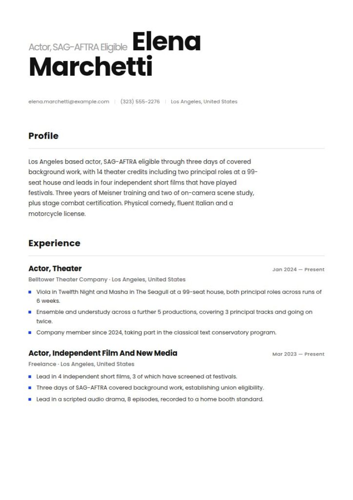 Actor Resume Examples & Templates