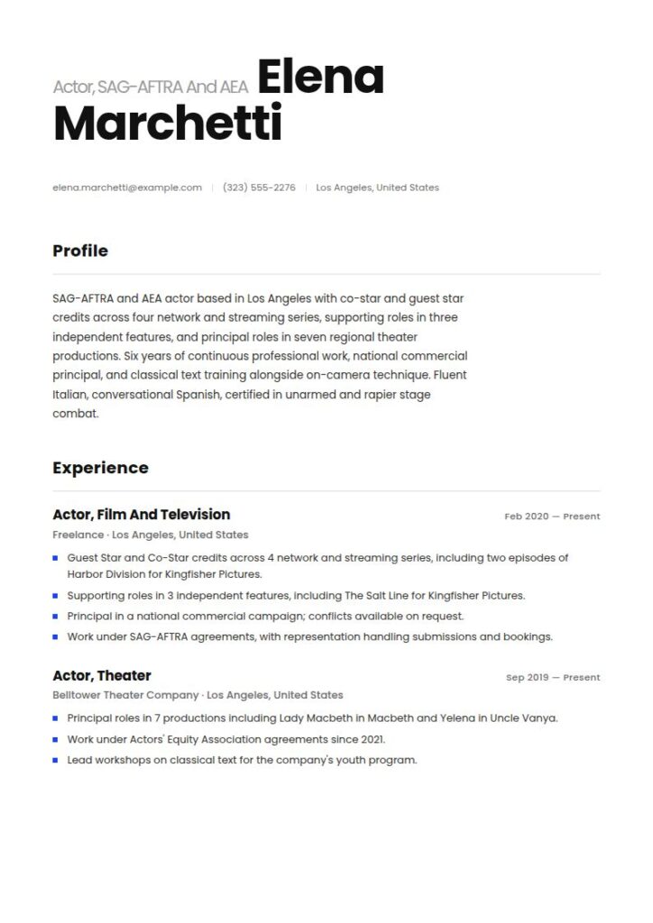 Actor Resume Examples & Templates