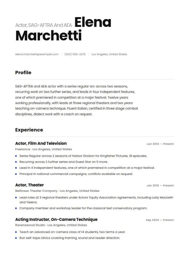 Actor Resume Examples & Templates