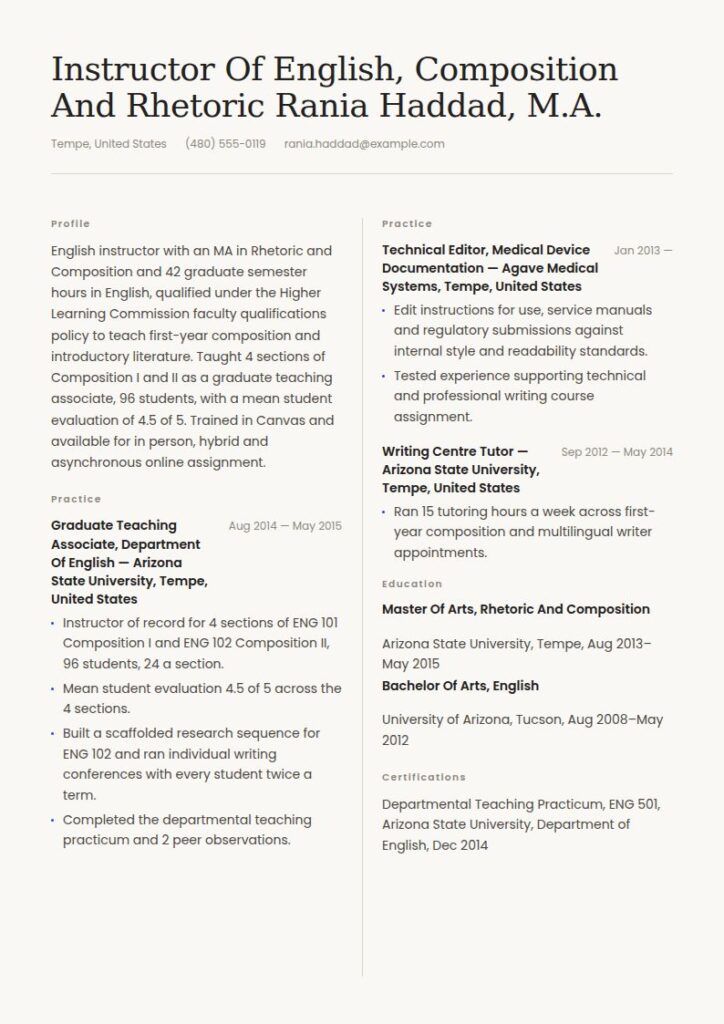 Adjunct Professor Resume Examples & Templates