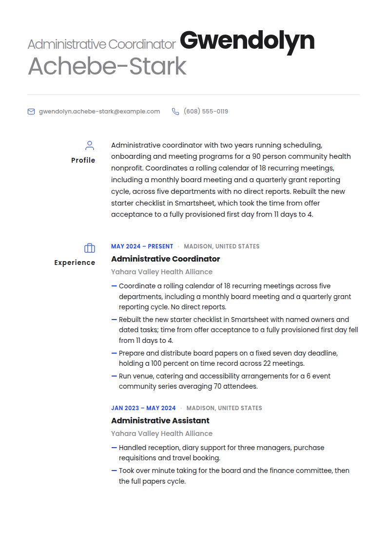 Administrative Coordinator Resume Examples & Templates