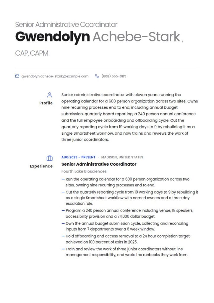 Administrative Coordinator Resume Examples & Templates