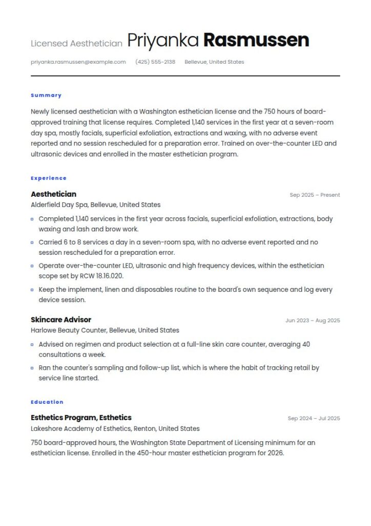 Aesthetician Resume Examples & Templates