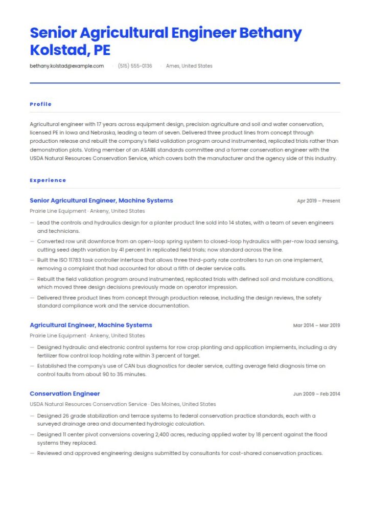 Agricultural Engineer Resume Examples & Templates