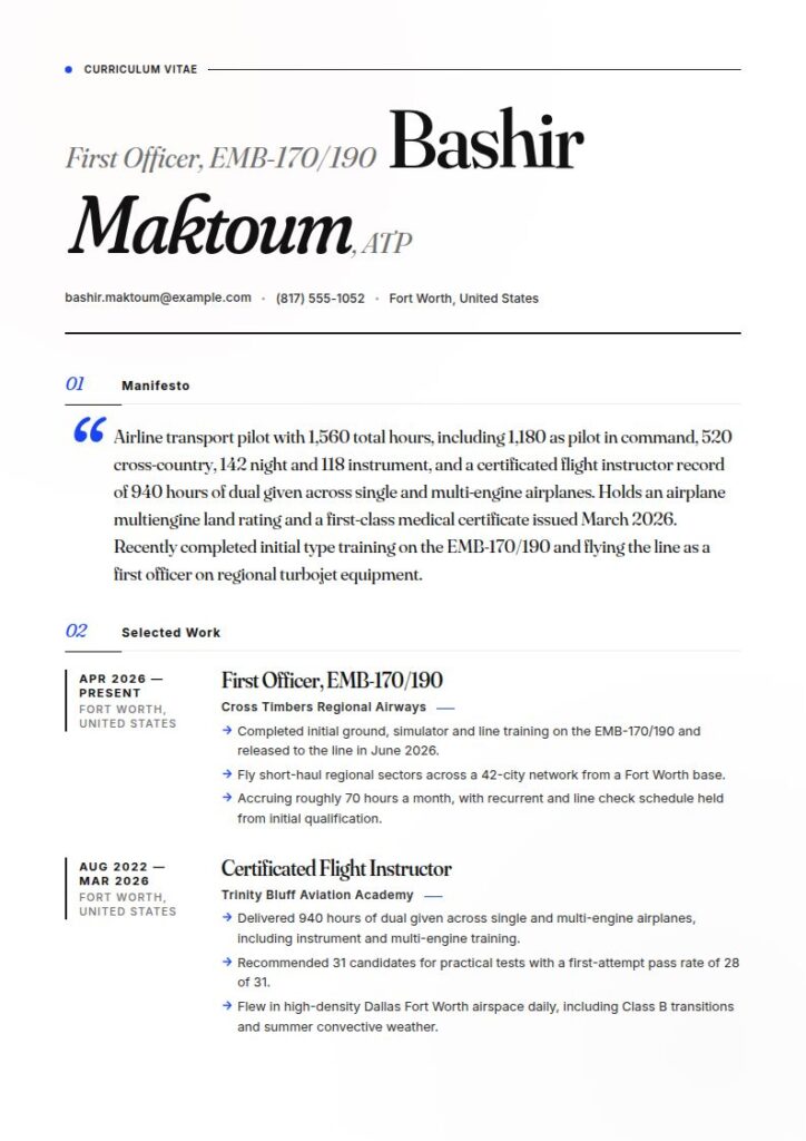 Airline Pilot Resume Examples & Templates