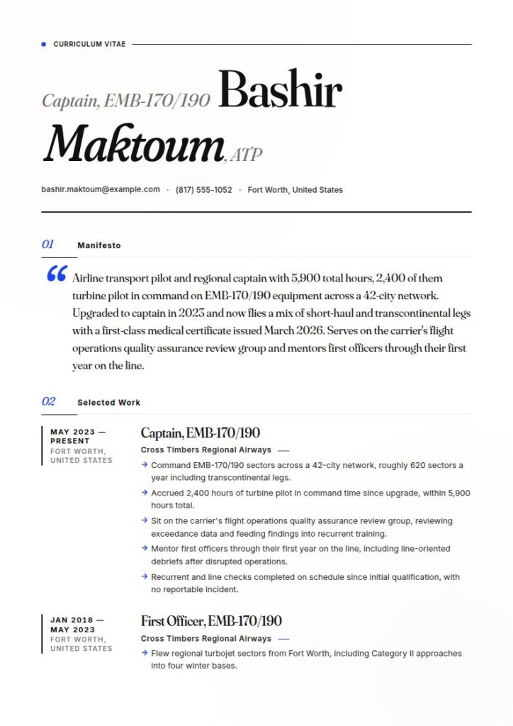 Airline Pilot Resume Examples & Templates