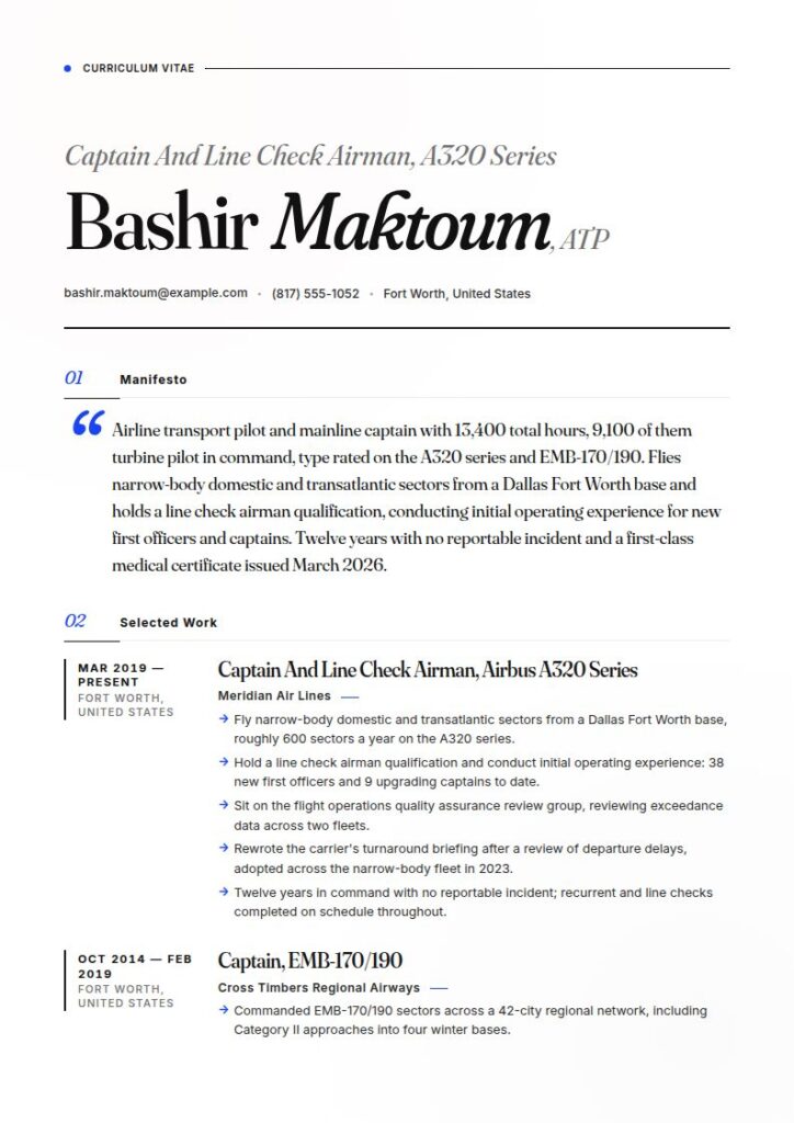 Airline Pilot Resume Examples & Templates