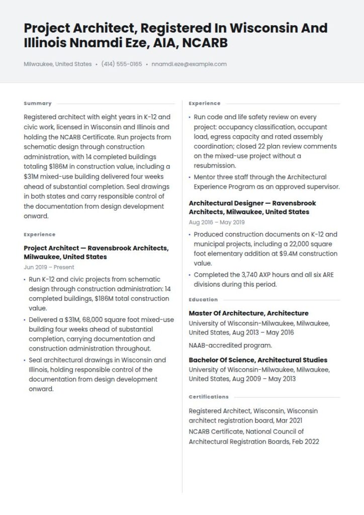 Architect Resume Examples & Templates