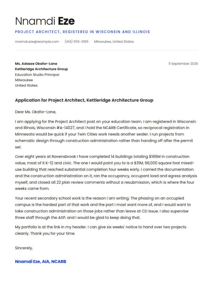 Architect Cover Letter Examples & Templates