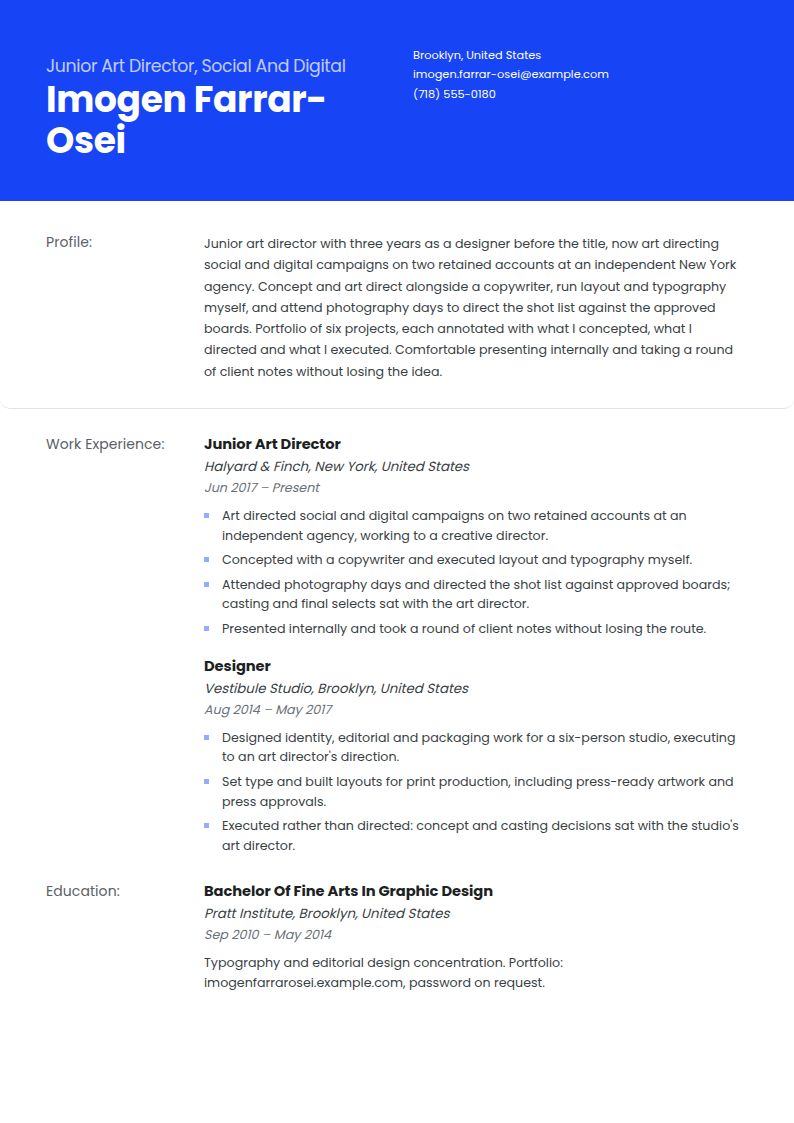 Art Director Resume Examples & Templates