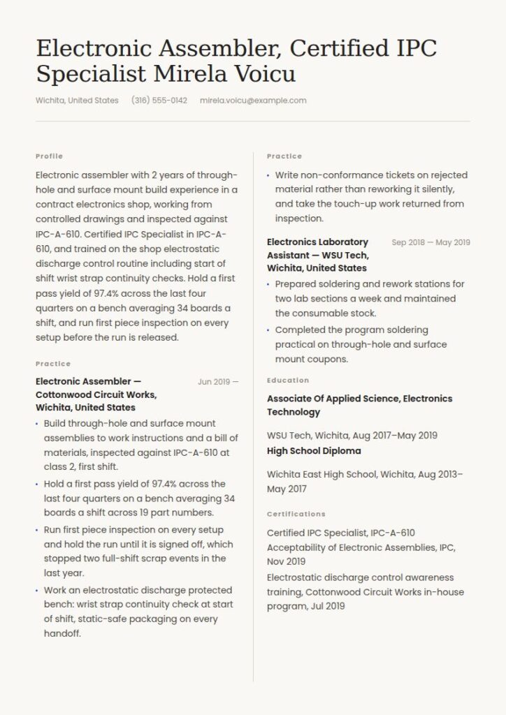 Assembler Resume Examples & Templates