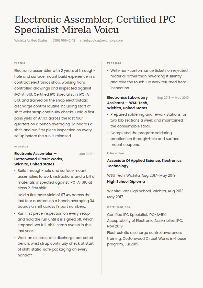 Assembler Resume Examples & Templates