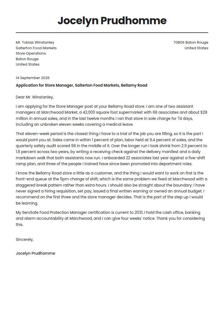 Assistant Manager Cover Letter Examples & Templates