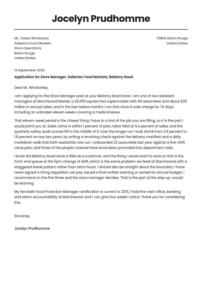 Assistant Manager Cover Letter Examples & Templates