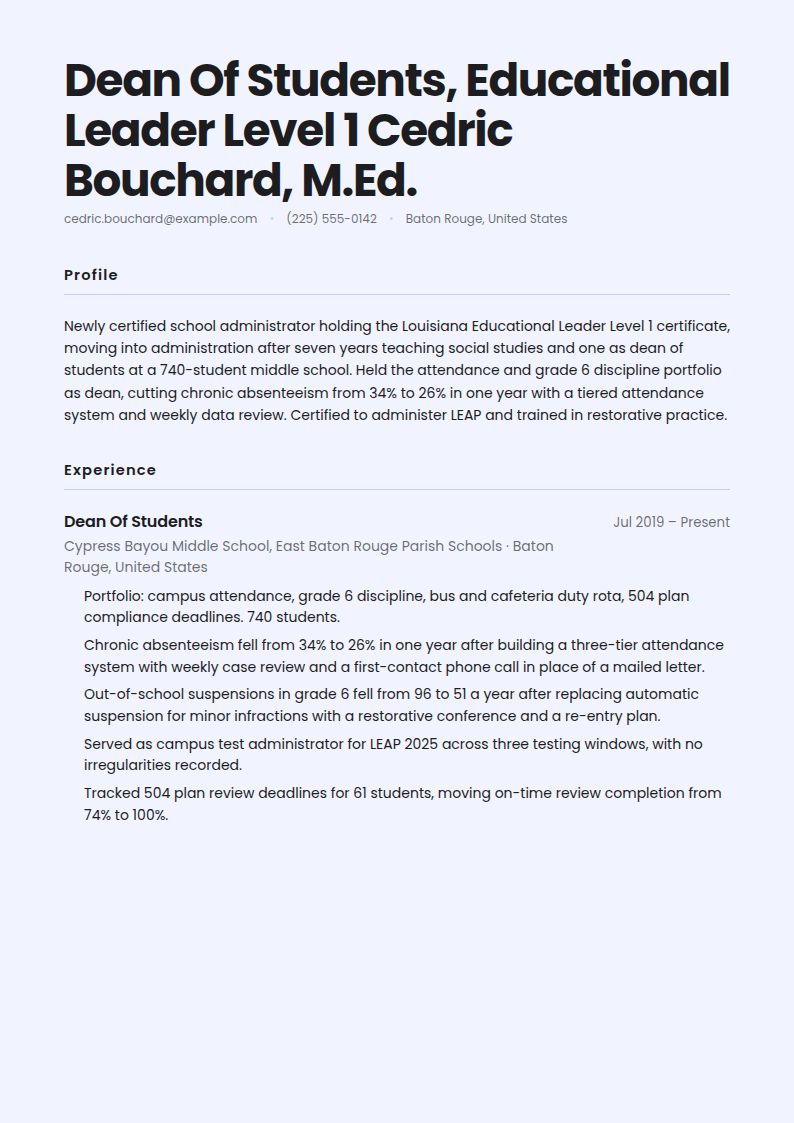 Assistant Principal Resume Examples & Templates