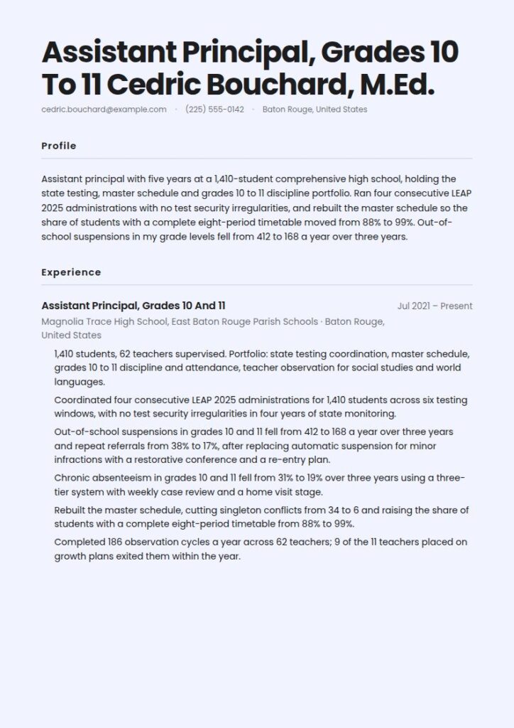 Assistant Principal Resume Examples & Templates