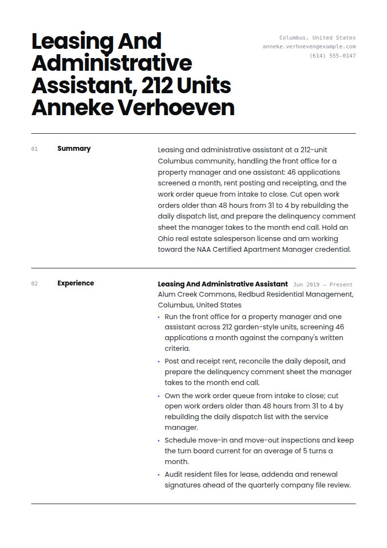 Assistant Property Manager Resume Examples & Templates