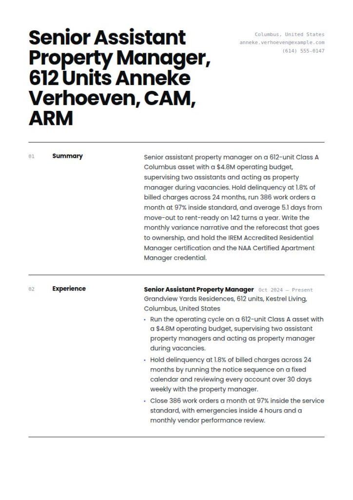 Assistant Property Manager Resume Examples & Templates