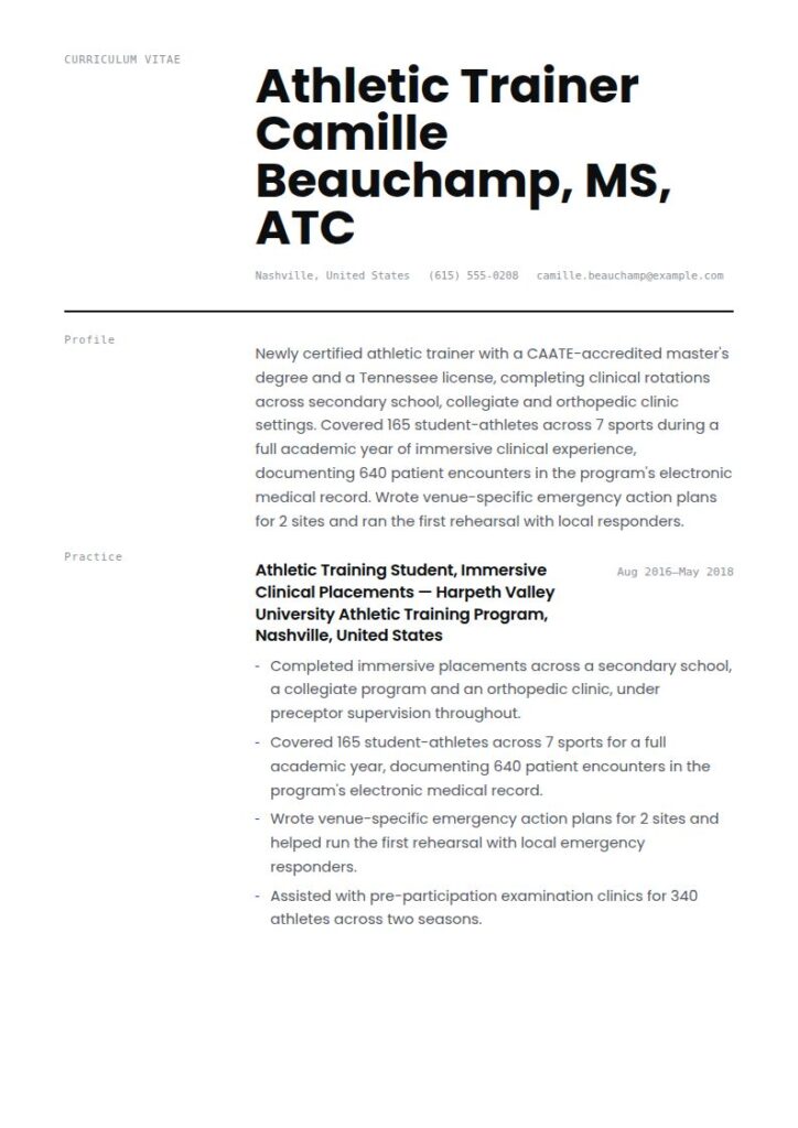 Athletic Trainer Resume Examples & Templates