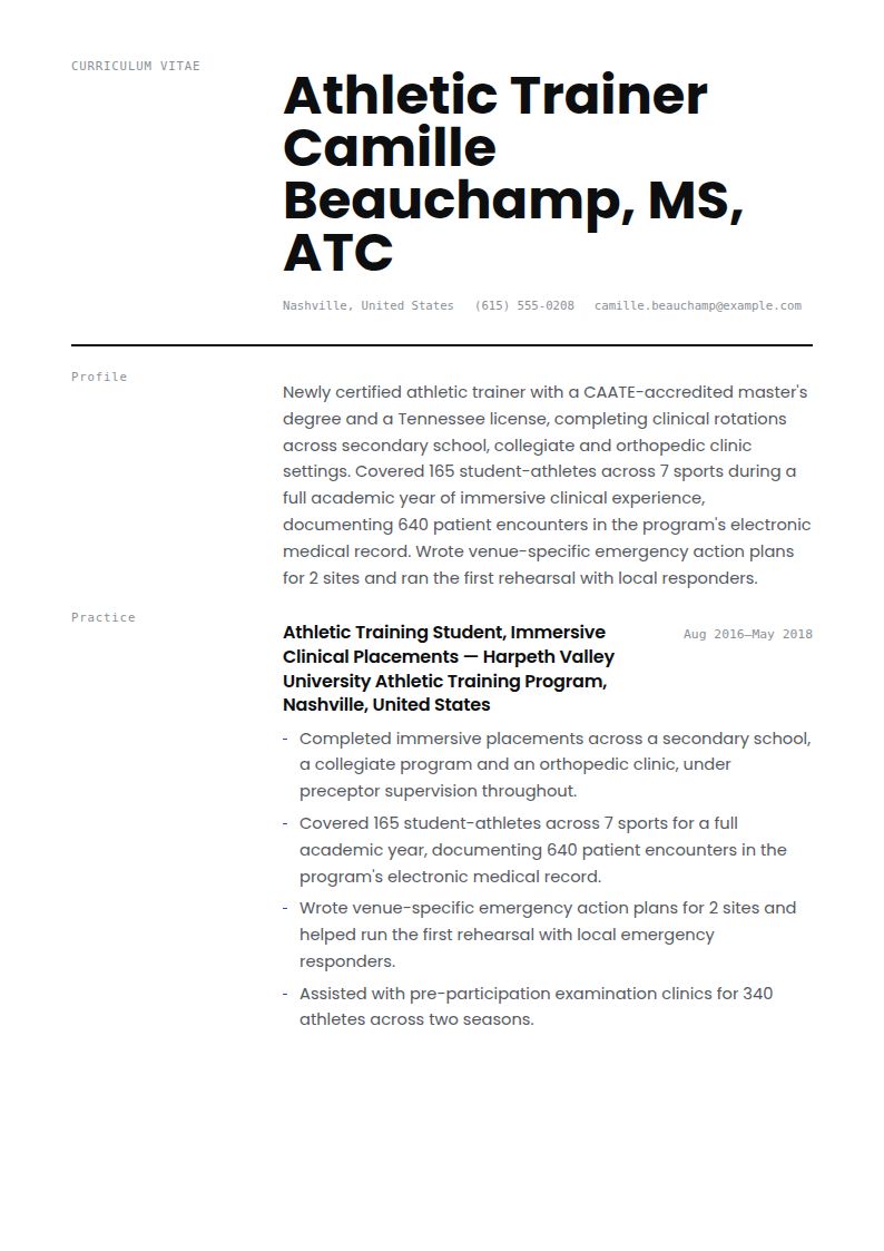 Athletic Trainer Resume Examples & Templates