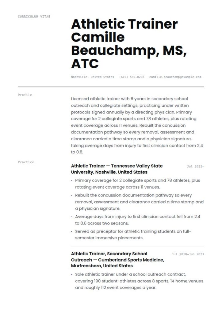 Athletic Trainer Resume Examples & Templates