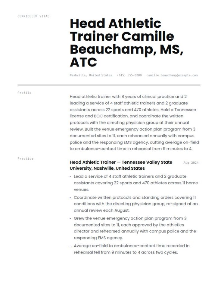 Athletic Trainer Resume Examples & Templates